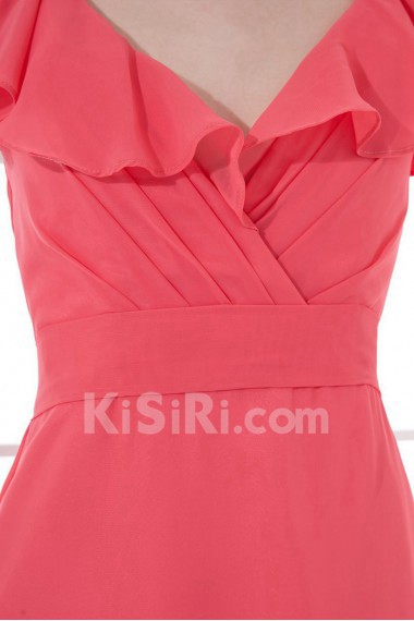 Chiffon V Neckline Empire Swee Train Dress with Sash