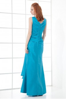 Taffeta V Neckline Sheath Dress with Hand-made Flower