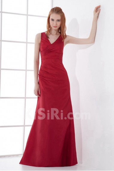 Taffeta V Neckline A Line Dress