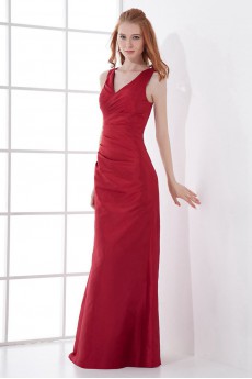 Taffeta V Neckline A Line Dress