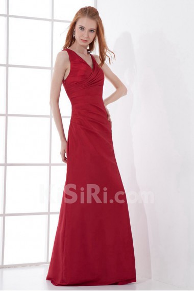 Taffeta V Neckline A Line Dress