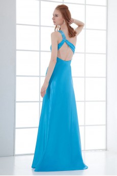 Satin Asymmetrical A Line Ankle-Length Dress with Hand-made Flower