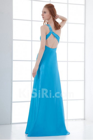 Satin Asymmetrical A Line Ankle-Length Dress with Hand-made Flower