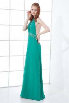 Satin Jewel Column Dress with Sequins