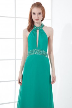 Satin Jewel Column Dress with Sequins