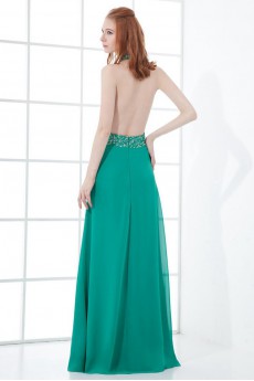 Satin Jewel Column Dress with Sequins