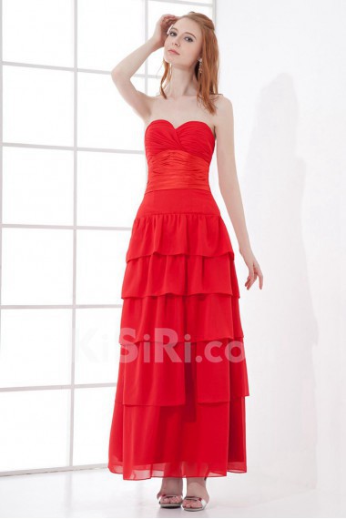 Chiffon Sweetheart Sheath Ankle-Length Dress with Sash