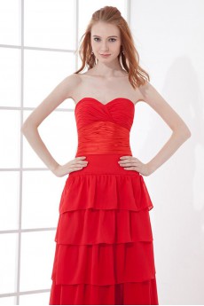 Chiffon Sweetheart Sheath Ankle-Length Dress with Sash