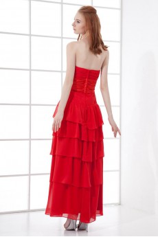 Chiffon Sweetheart Sheath Ankle-Length Dress with Sash