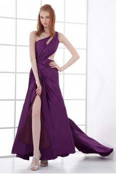 Satin Asymmetrical A Line Ankle-Length Dress