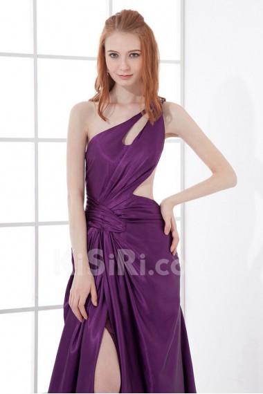 Satin Asymmetrical A Line Ankle-Length Dress