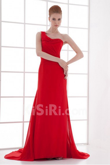 Chiffon One Shoulder Column Dress