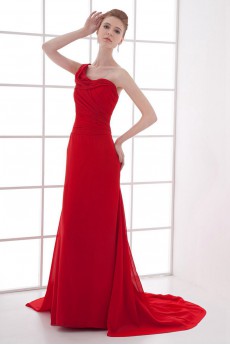 Chiffon One Shoulder Column Dress