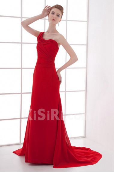 Chiffon One Shoulder Column Dress