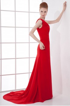 Chiffon One Shoulder Column Dress