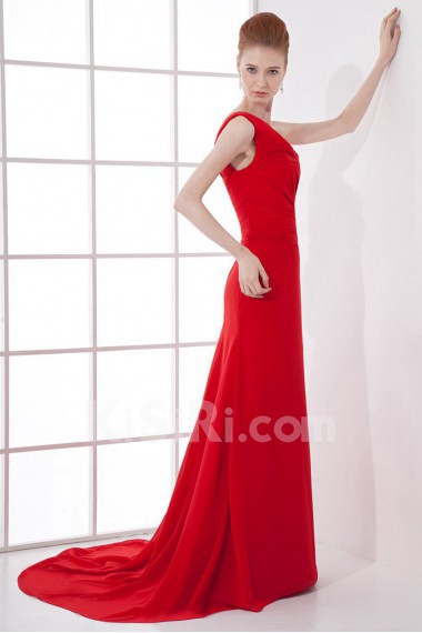 Chiffon One Shoulder Column Dress