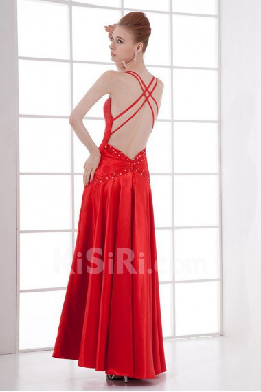 Satin Sheath Ankle-Length Dress with Sequins