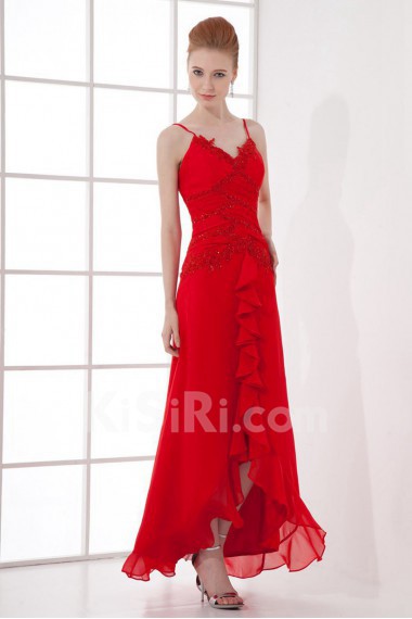 Chiffon A Line Ankle-Length Beaded Dress