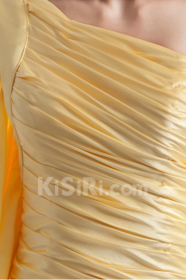 Silk Asymmetrical Sheath Dress with Directionally Ruched Bodice