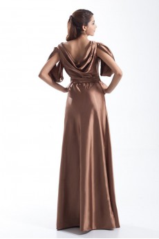 Satin Portrait Column Dress with Sash