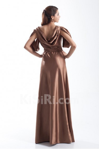 Satin Portrait Column Dress with Sash