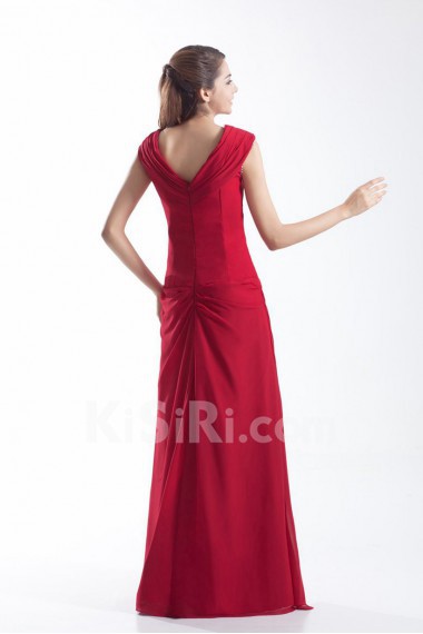 Chiffon Asymmetrical Column Dress with Embroidery