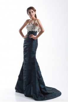 Taffeta Sweetheart Mermaid Dress with Embroidery