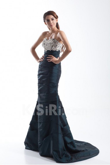 Taffeta Sweetheart Mermaid Dress with Embroidery