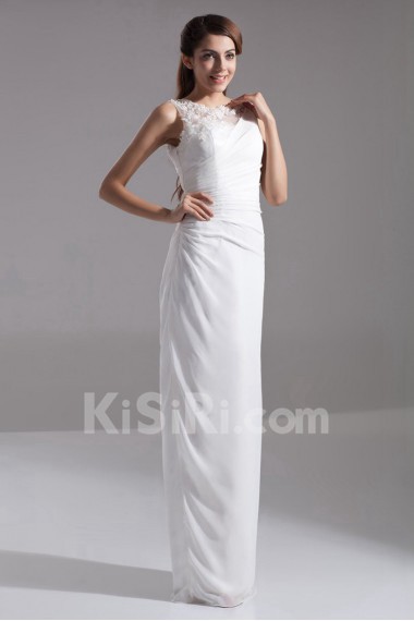 Chiffon Jewel Column Dress with Embroidery