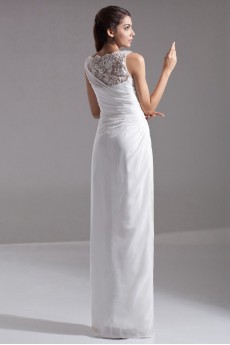 Chiffon Jewel Column Dress with Embroidery