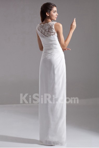 Chiffon Jewel Column Dress with Embroidery