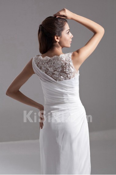 Chiffon Jewel Column Dress with Embroidery