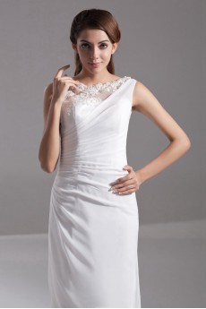 Chiffon Jewel Column Dress with Embroidery