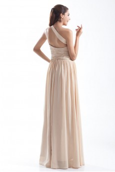 Chiffon One Shoulder Column Dress with Embroidery