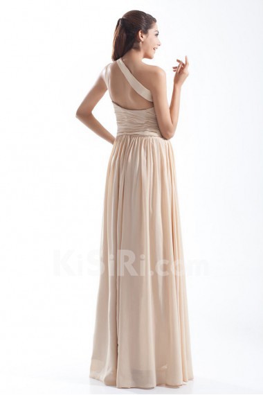 Chiffon One Shoulder Column Dress with Embroidery