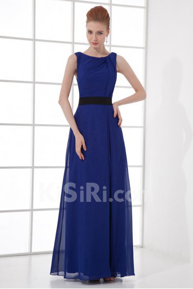 Chiffon Scoop Column Dress with Sash