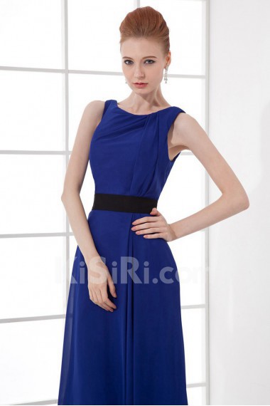 Chiffon Scoop Column Dress with Sash