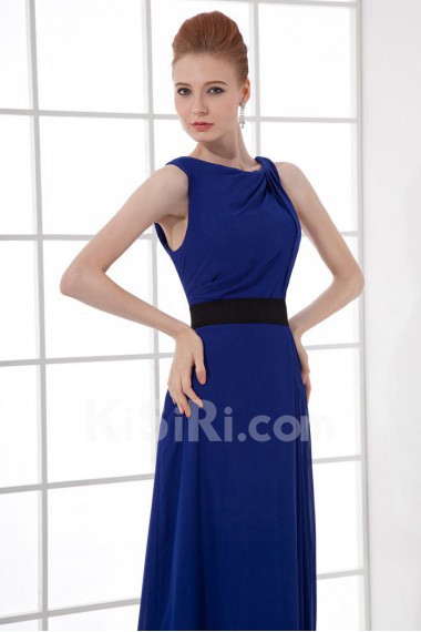 Chiffon Scoop Column Dress with Sash