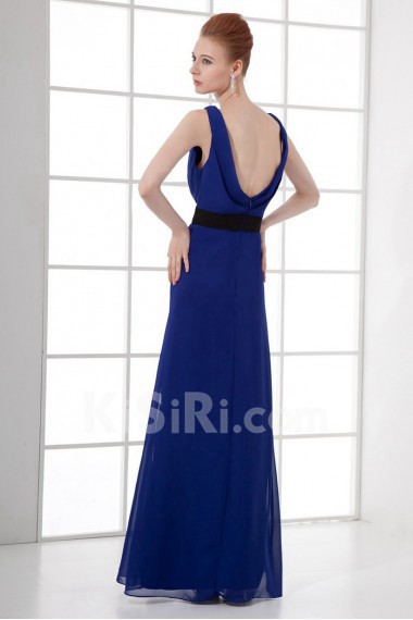 Chiffon Scoop Column Dress with Sash