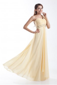 Chiffon One Shoulder Column Dress with Embroidery