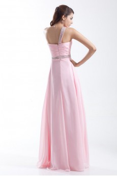 Chiffon Asymmetrical Column Dress with Embroidery