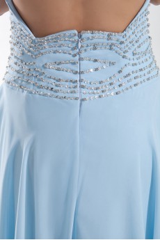 Chiffon Halter Column Beaded Dress