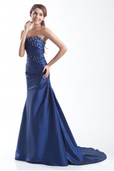 Taffeta Strapless Sheath Dress with Embroidery