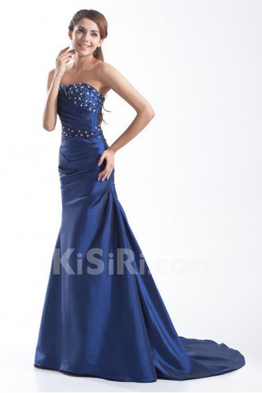 Taffeta Strapless Sheath Dress with Embroidery