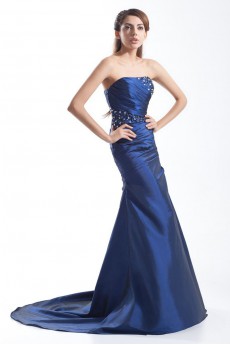 Taffeta Strapless Sheath Dress with Embroidery