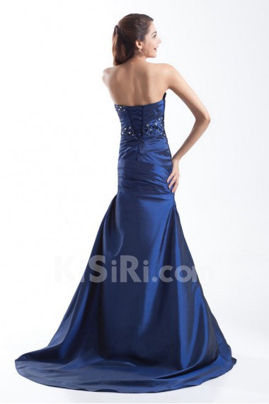 Taffeta Strapless Sheath Dress with Embroidery