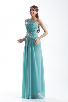 Chiffon Asymmetrical Column Dress with Embroidery