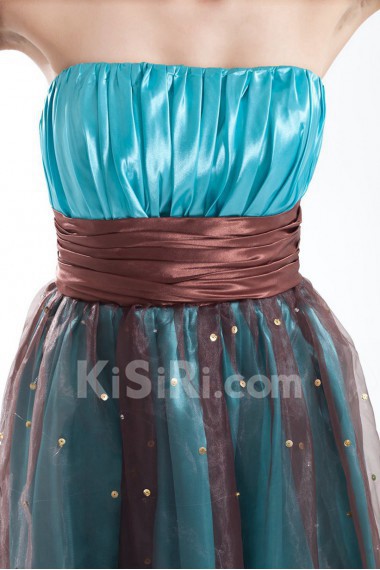 Organza Strapless Dress with Embroidery