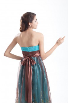 Organza Strapless Dress with Embroidery