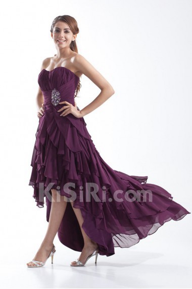 Chiffon Sweetheart Ankle-Length A Line Dress with Embroidery